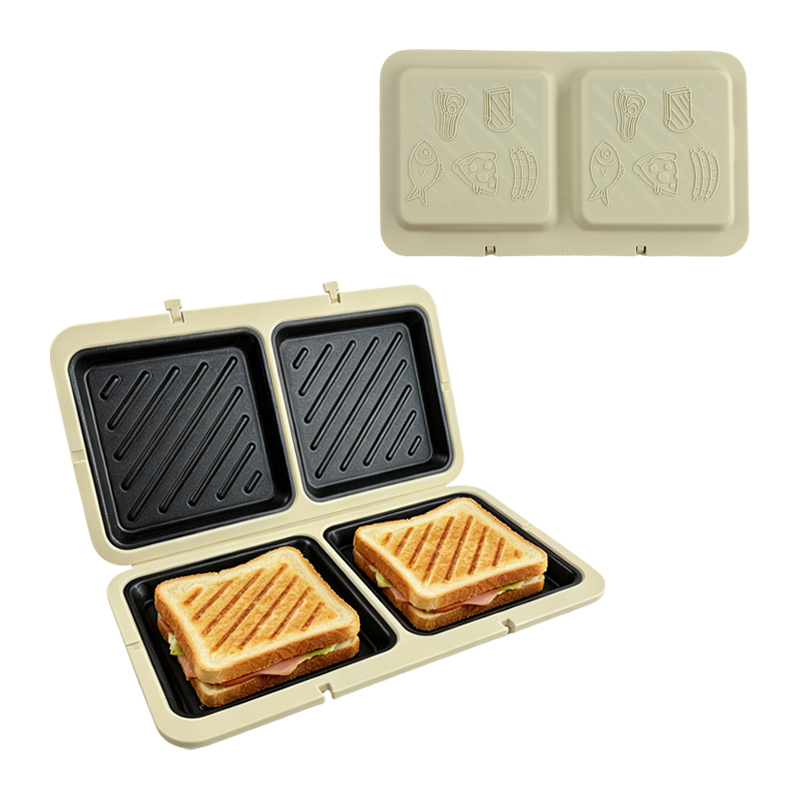 Breakfast Sandwich Maker - เครื่องทำแซนวิชไมโครเวฟแบบสองช่อง ถอดออกได้ ทำอาหารเช้าได้อย่างรวดเร็ว ทำจากซิลิโคน ใช้กับไมโครเวฟได้ อุปกรณ์ครัว