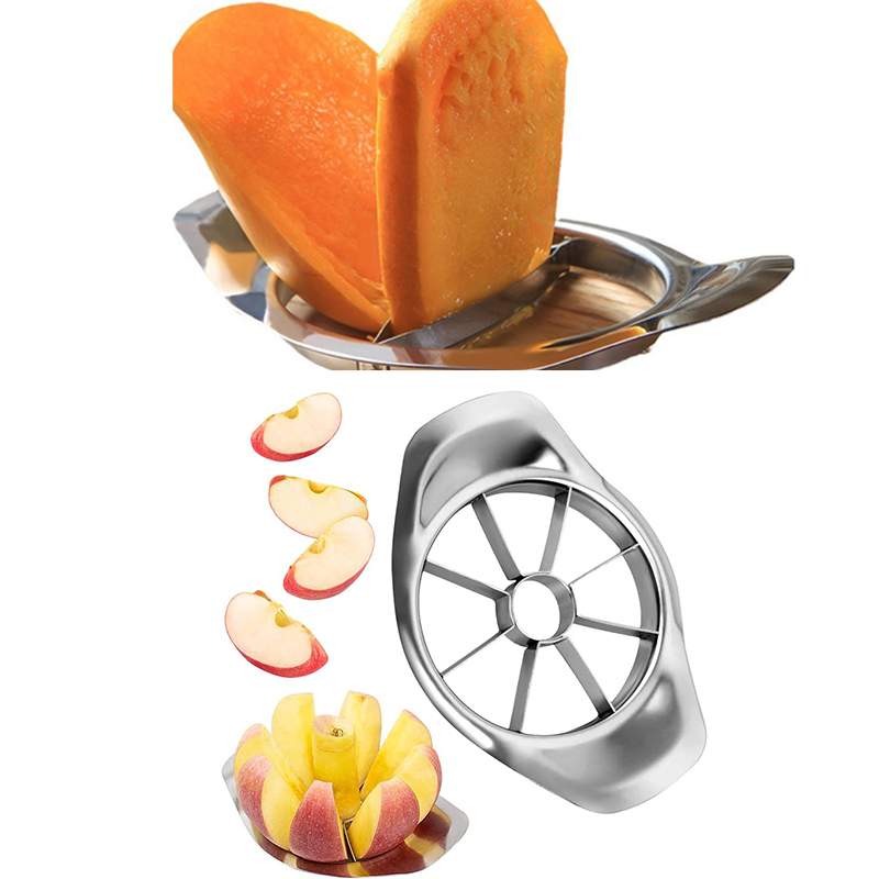 Apple Corer Slicer - เครื่องตัดมะม่วงสแตนเลสเครื่องหั่น Apple มีดคว้านผักใช้ง่ายในครัวที่ปอกผลไม้ที่ตัดเครื่องมือแบ่ง