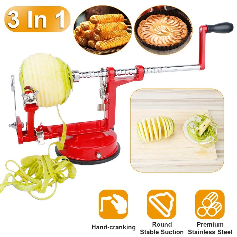 Apple Corer Slicer - เครื่องปอกแอปเปิ้ล 3 in 1 แบบหมุนมือ ใช้สำหรับปอกเปลือกมันฝรั่ง