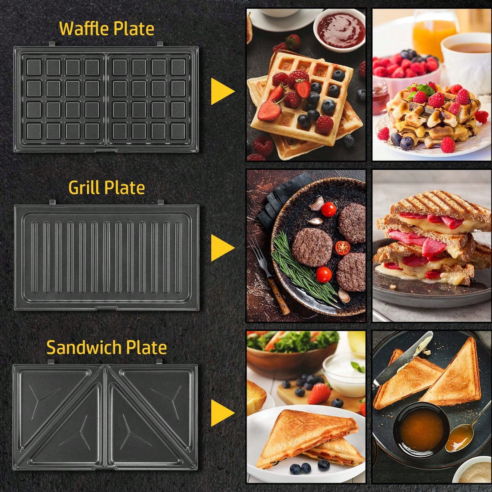เครื่องทำแซนด์วิชและวาฟเฟิล 3- - Breakfast Sandwich Maker บทวิจารณ์และราคา