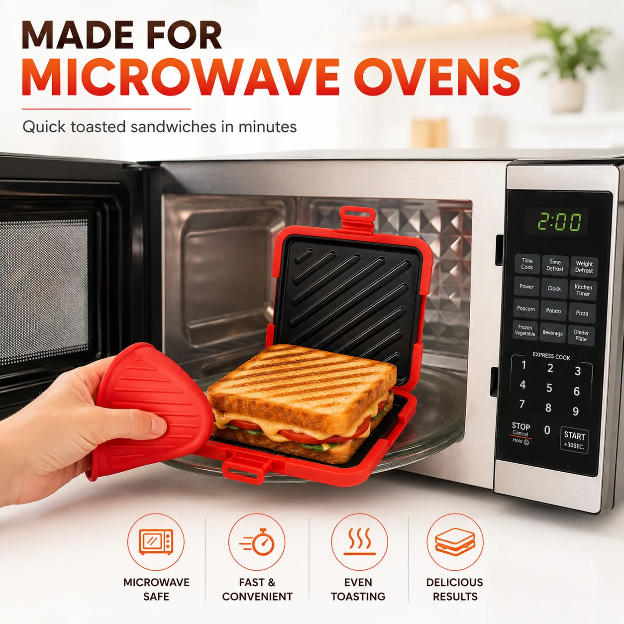 เครื่องทำแซนวิชไมโครเวฟ กระทะย - Breakfast Sandwich Maker บทวิจารณ์และราคา