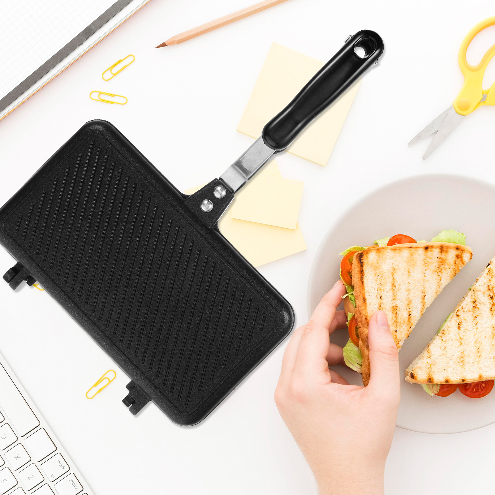 กระทะแซนวิชสองด้านเคลือบสารกัน - Breakfast Sandwich Maker บทวิจารณ์และราคา