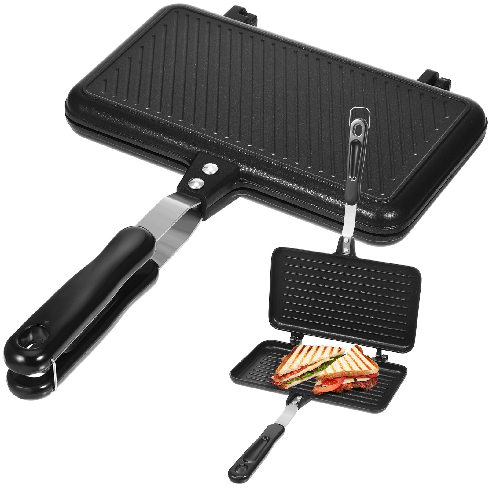 กระทะแซนวิชสองด้านเคลือบสารกัน - Breakfast Sandwich Maker บทวิจารณ์และราคา